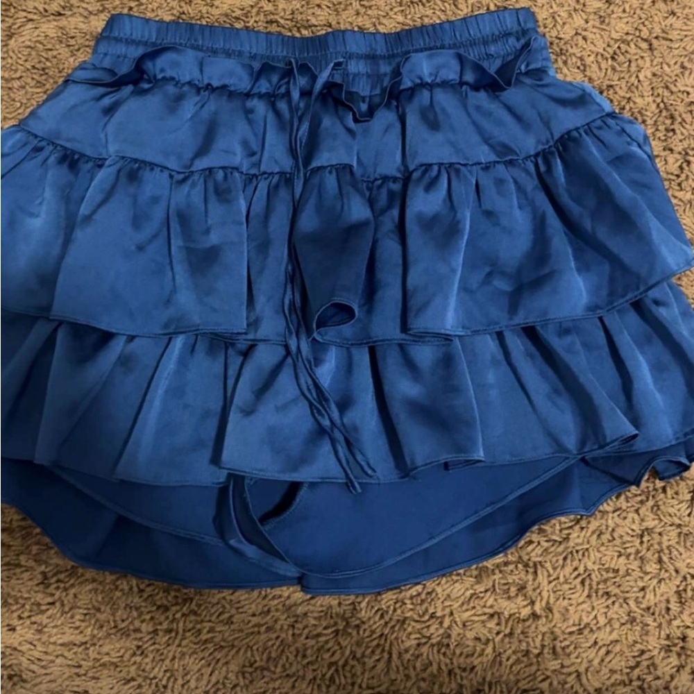 Elegant Blue Ruffled Skirt